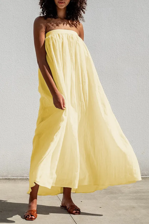 Tube Top Ruffle Hem Maxi Dress