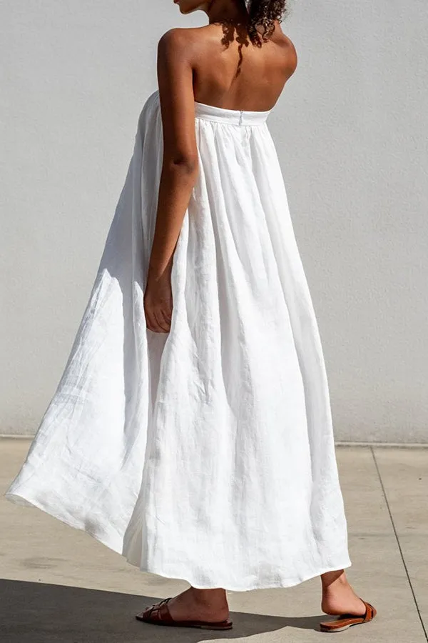 Tube Top Ruffle Hem Maxi Dress