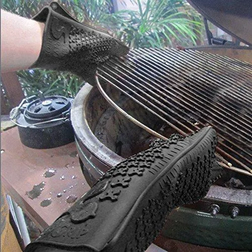 Verde River Products Gecko Grip Gloves, Silicone Heat Resistant Grilling BBQ, Oven, Grill, Baking, Smoking and Cooking Gloves, Med-Large, Black