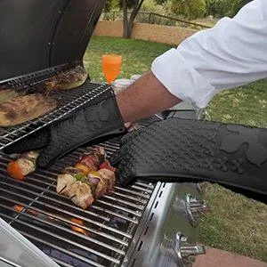 Verde River Products Gecko Grip Gloves, Silicone Heat Resistant Grilling BBQ, Oven, Grill, Baking, Smoking and Cooking Gloves, Med-Large, Black