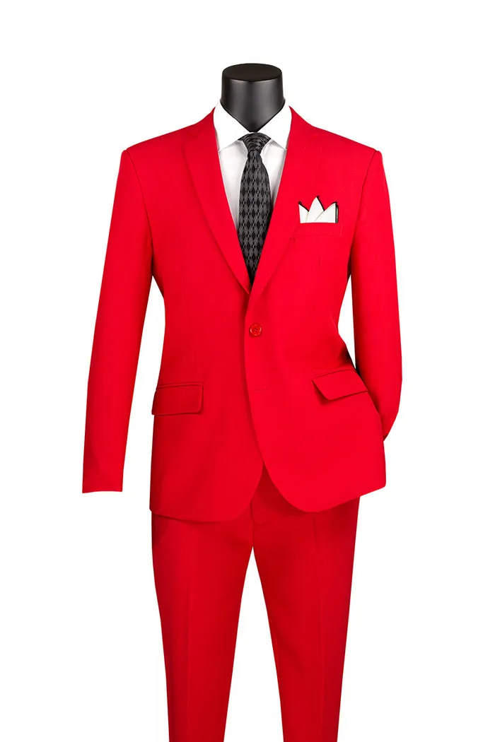 Vinci Slim Fit 2 Piece 2 Button Business Suit Red S-2PP