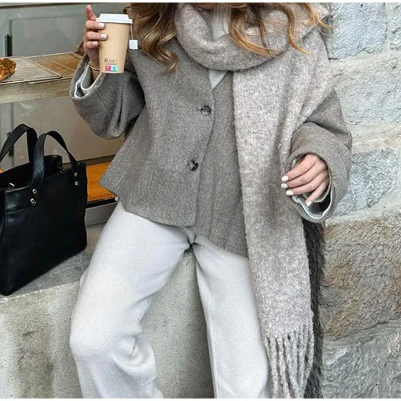 Wenkouban fall outfits women Christmas Thanksgiving Black Friday Lazy Loose Coat Casual Comfortable Commuter Short Overcoat Coat