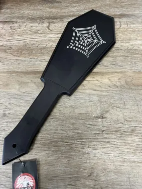 Wholesale Spider Web Vlad's Revenge Coffin Shaped Black Anodized Aluminum Solid Metal Spanking Paddle