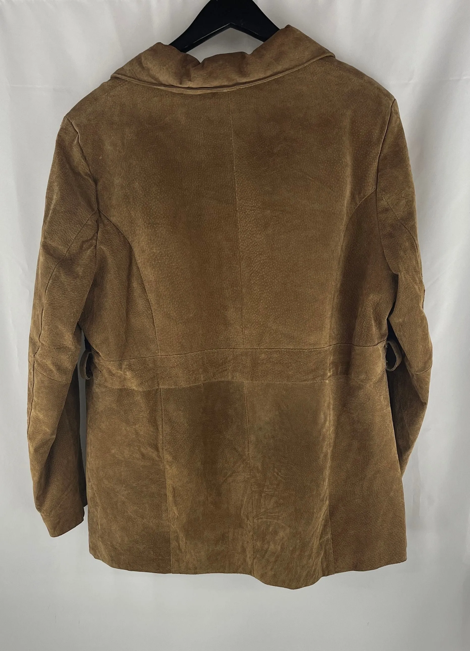 Wilda Women's Brown Suede Lined Top Coat Overcoat Size 3XL