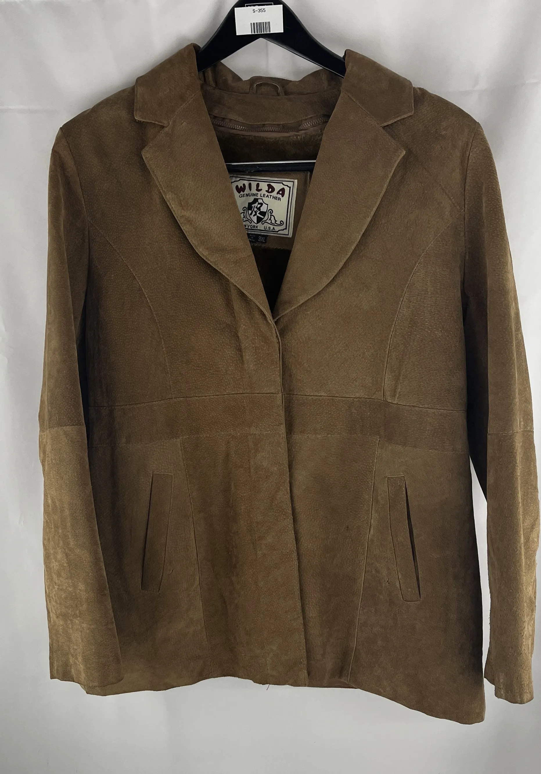 Wilda Women's Brown Suede Lined Top Coat Overcoat Size 3XL