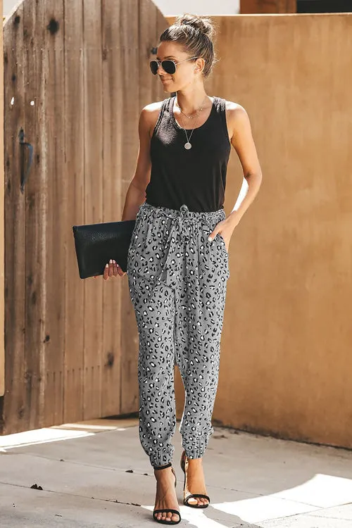 Wildcat Leopard Print Tie-Front Pants - 4 Colors