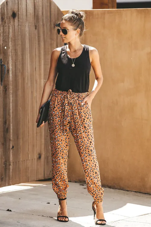 Wildcat Leopard Print Tie-Front Pants - 4 Colors