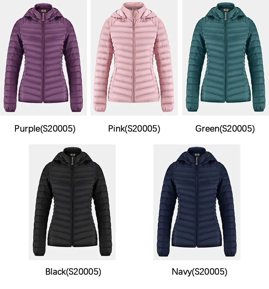 Winter Women Thin Padded Puffer Jacket Coat Short Parka Outdoor Warm Clothing Portable Ultralight  Outerwear