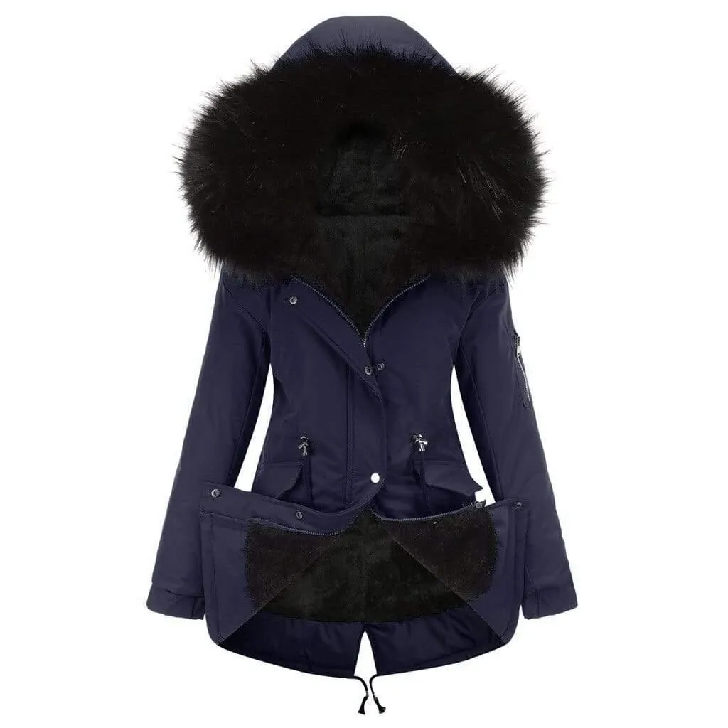 Winter Women's Parka with Fur Hood Coat