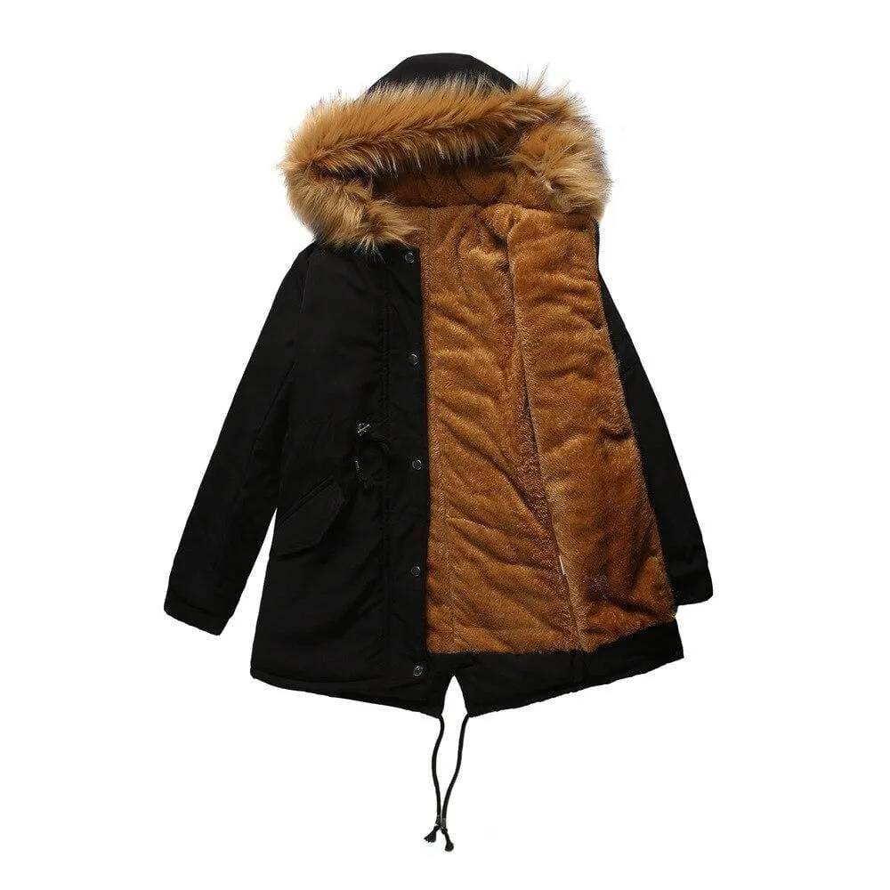 Winter Women's Parka with Fur Hood Coat