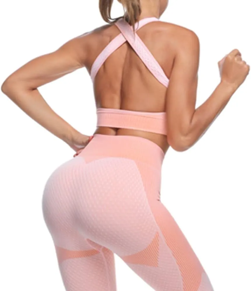 Women 3Pcs Seamless Workout Outfit Sets