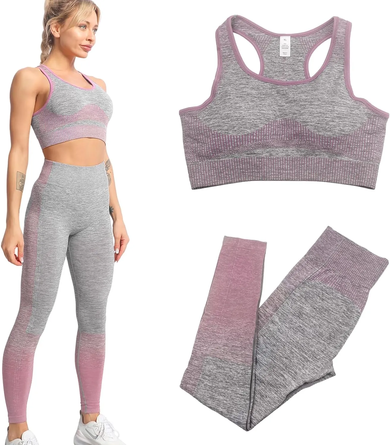 Women 3Pcs Seamless Workout Outfit Sets