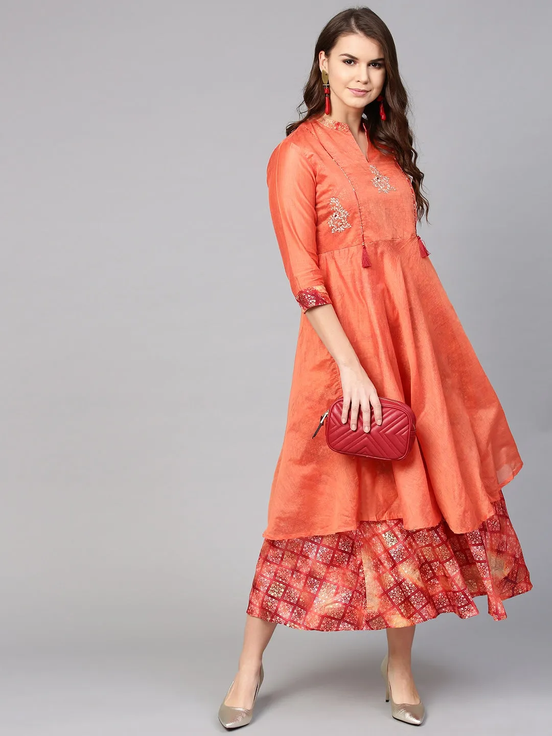 Women Orange Printed Dress