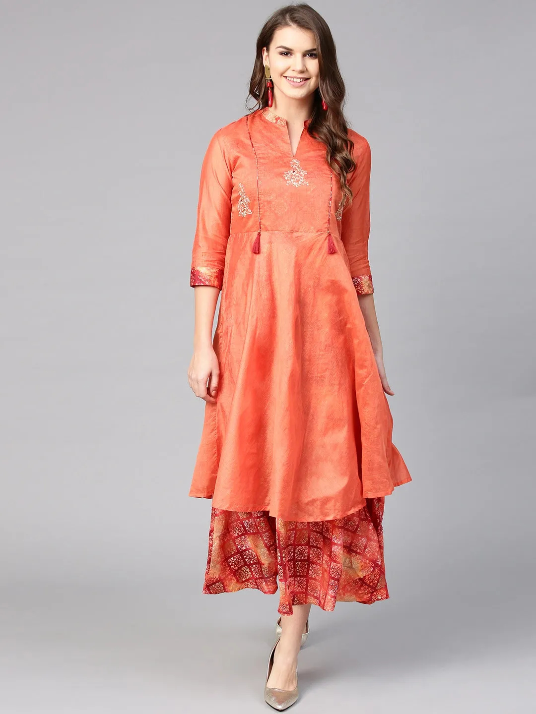 Women Orange Printed Dress