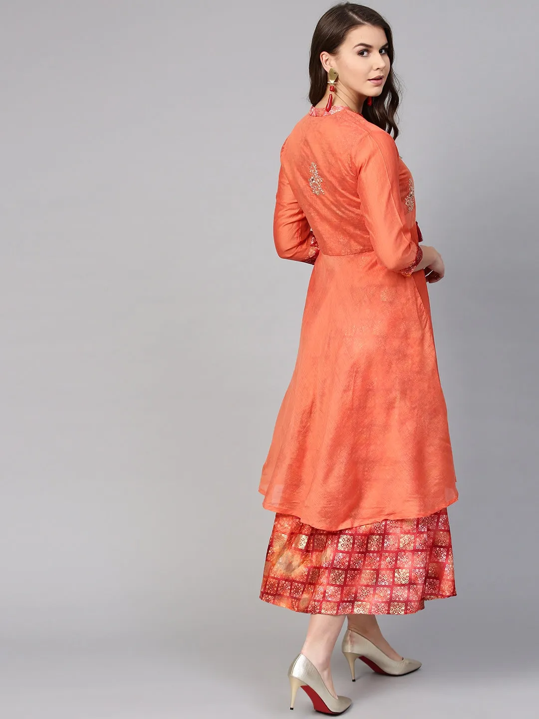 Women Orange Printed Dress