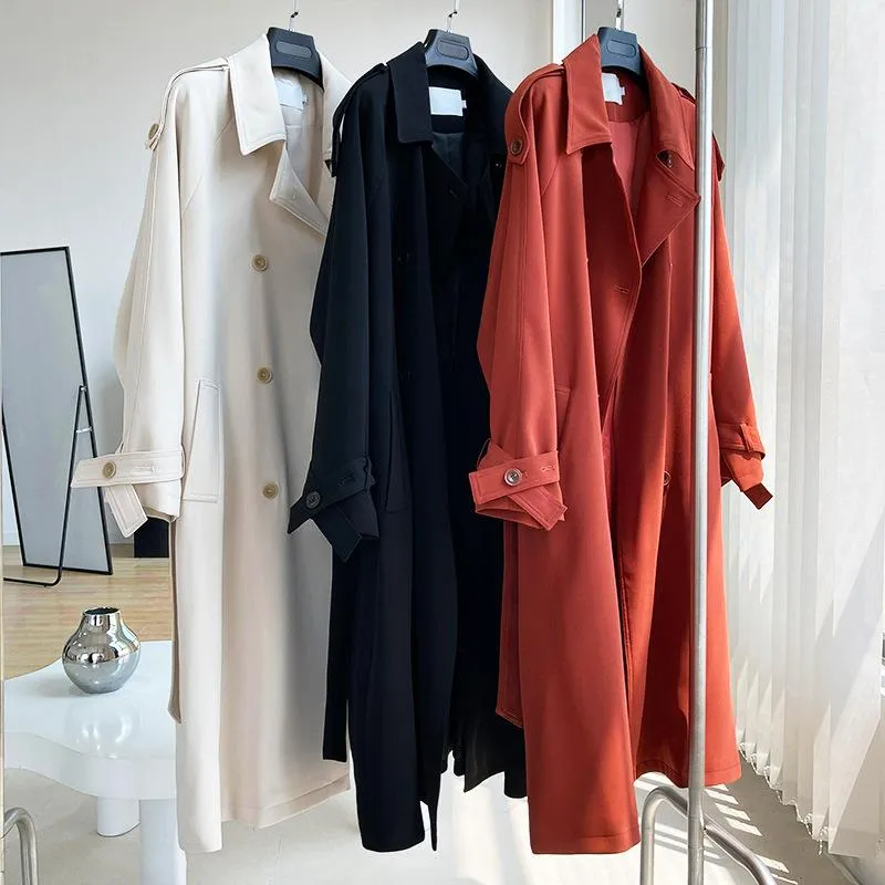 Women's Double Breasted Long Trench Coat