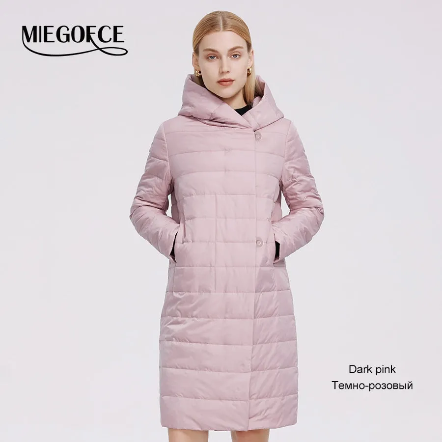 Women's Jacket Windproof Coat Mid Length Reversible Slider Quality Filling Parka