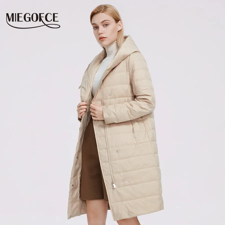 Women's Jacket Windproof Coat Mid Length Reversible Slider Quality Filling Parka