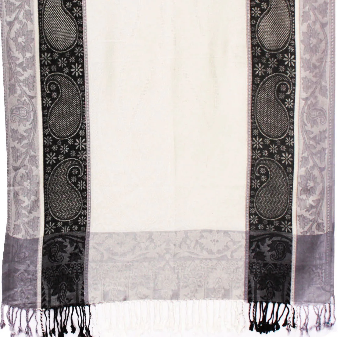 Womens Jamawar Shawl Scarf Wrap India Clothing (Off-White, 80 x 28 inches)