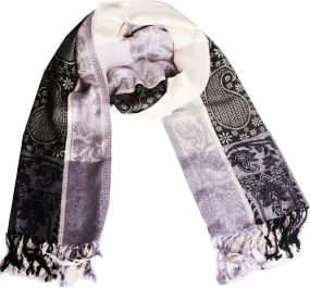 Womens Jamawar Shawl Scarf Wrap India Clothing (Off-White, 80 x 28 inches)