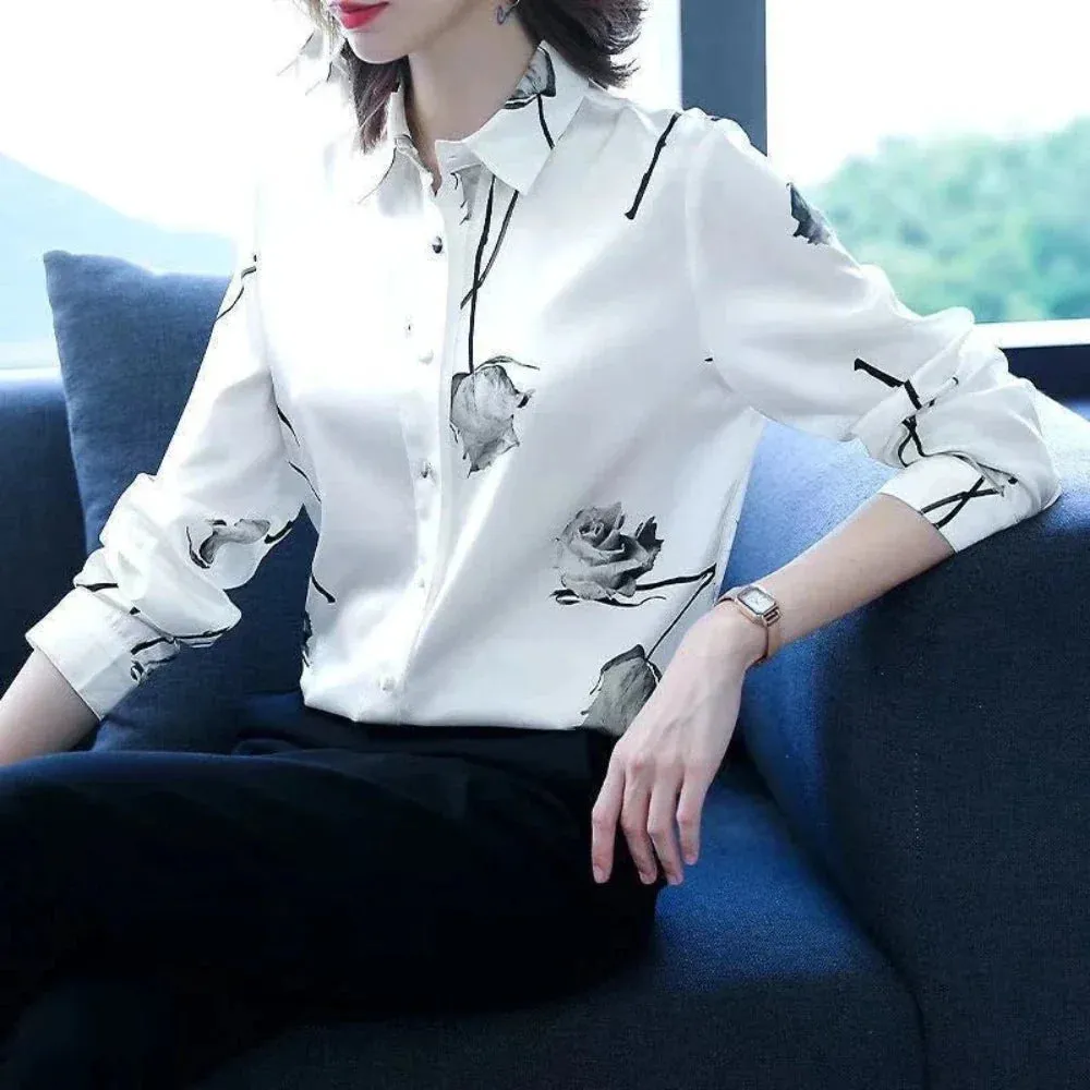 Womens Korean Theme Floral Shirt