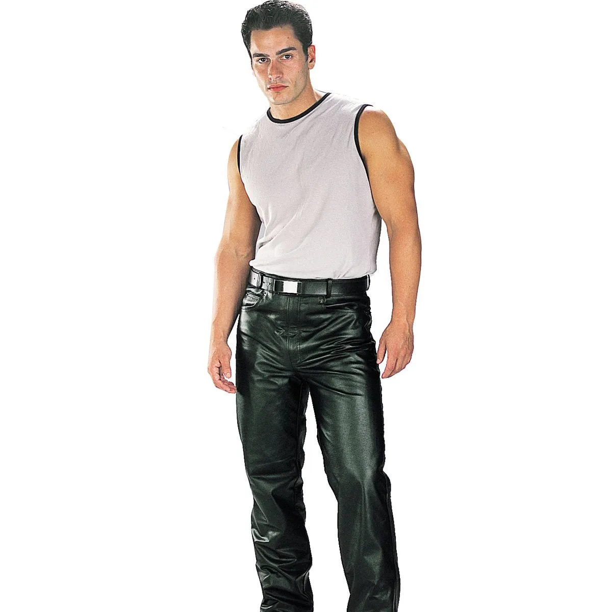 Xelement B7400 'Classic' Black Men's Fitted Leather Pants