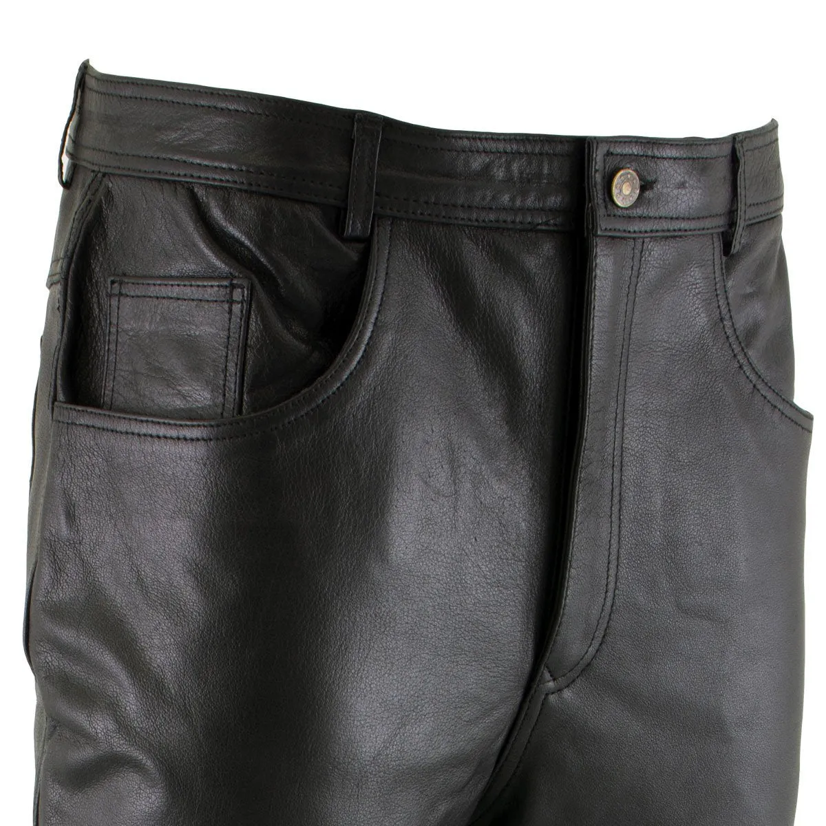 Xelement B7400 'Classic' Black Men's Fitted Leather Pants